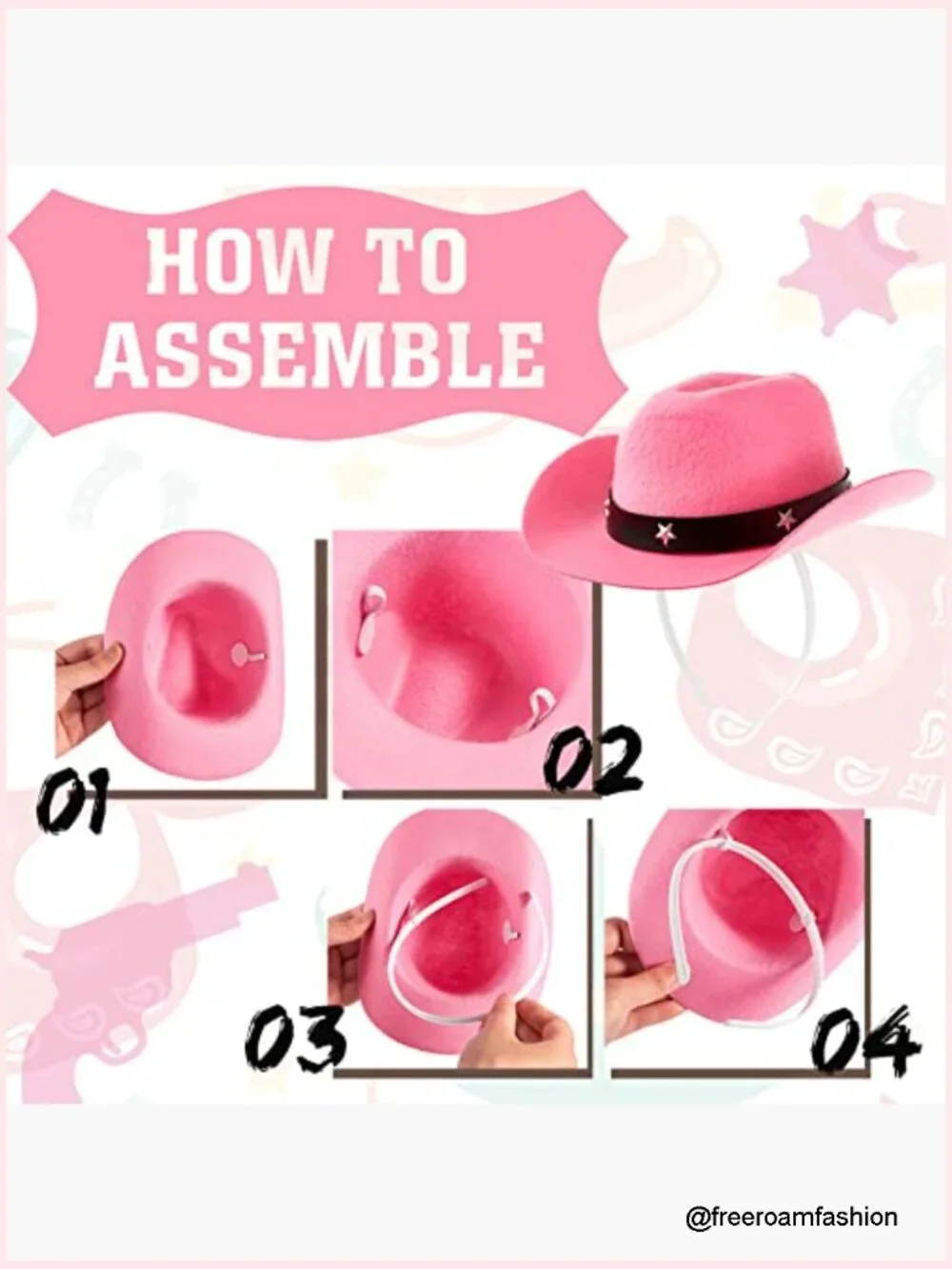 6 Cowboy Hat Headbands Birthday Costume Accessories Western Party Headwear
